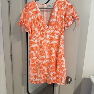 Hello Molly Bright Orange Floral Mini Dress